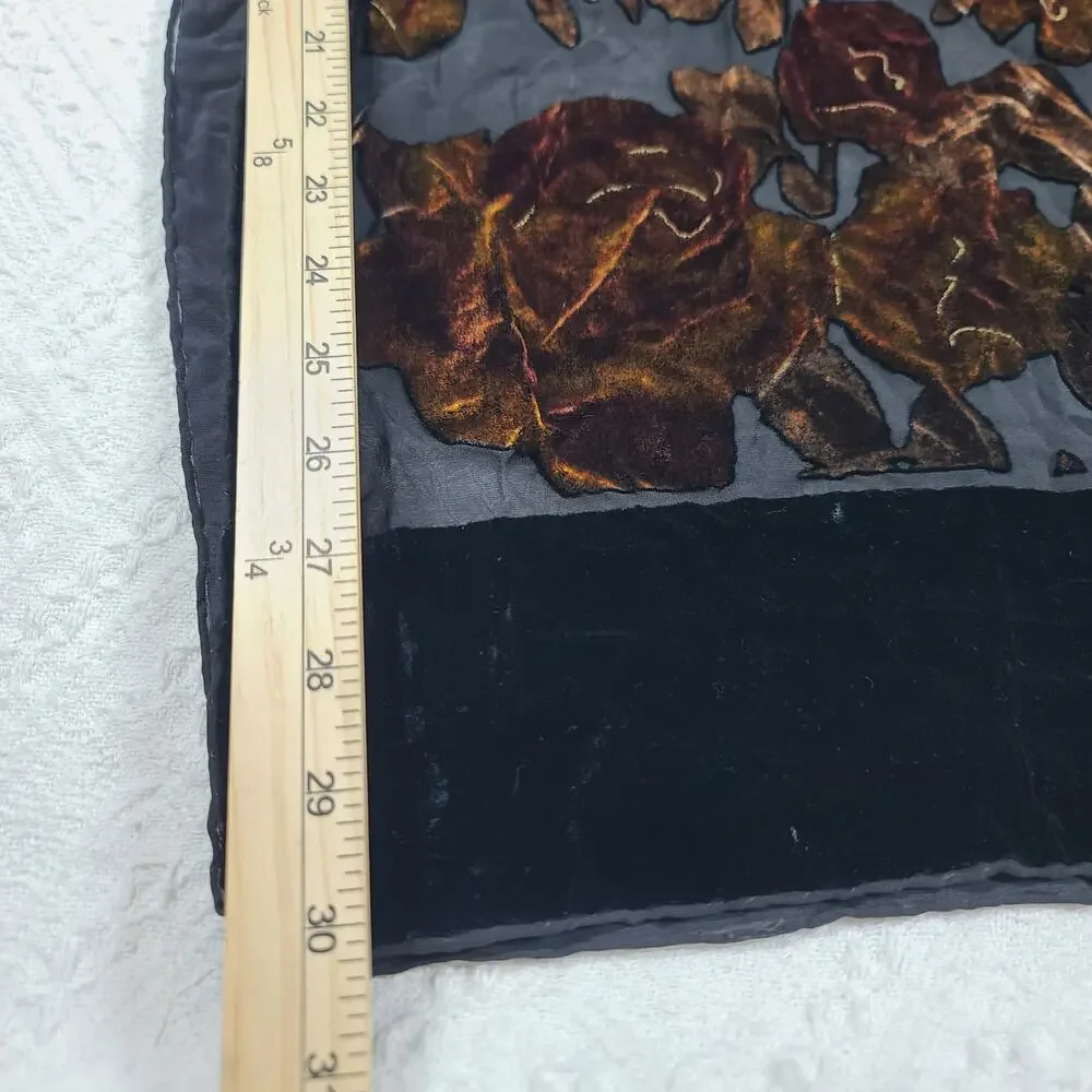 Laura Leigh Ltd floral burn out velvet silk scarf black Goth Whimsigoth Witchy